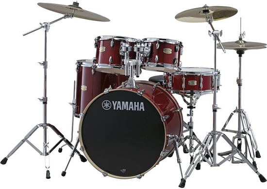 Yamaha SBP0F5 Stage Custom Birch 5 Piece Shell Pack, Cranberry Red
