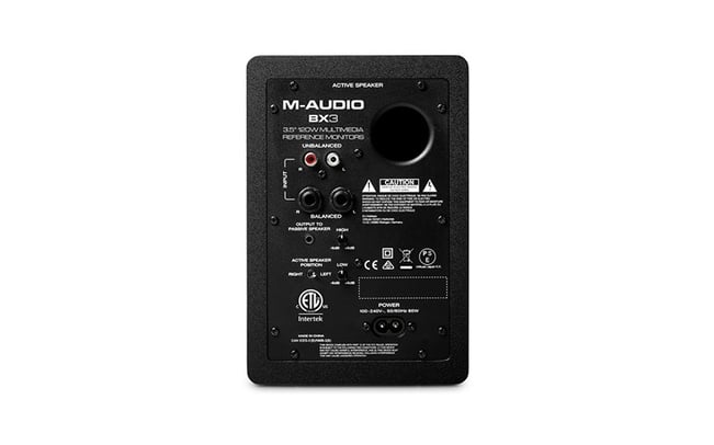 M-Audio BX3 Active Studio Monitors, rear controls