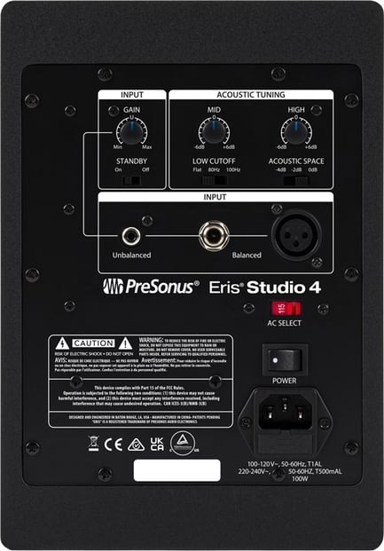 PreSonus Eris Studio 4 Monitor Black Back