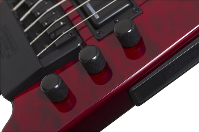 Steinberger XT-25 Quilt 5-string Wine Red controls