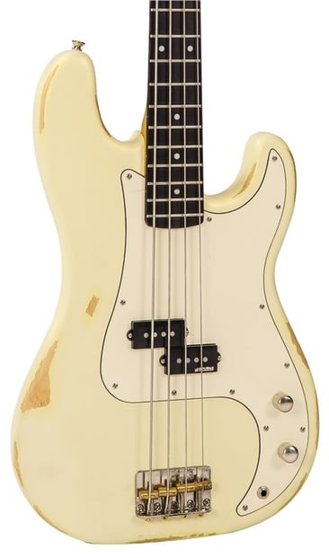 Vintage V4MR Icon Bass, Distressed Vintage White