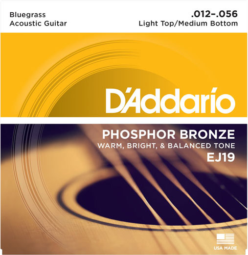 D'Addario EJ19 Phosphor Bronze Acoustic, Bluegrass, 12-56