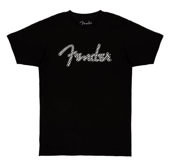 Fender Spaghetti Wavy Checker Logo Tee, Black, S