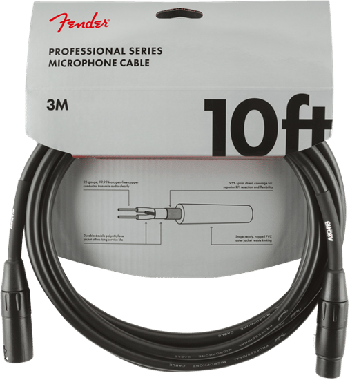 Fender Professional Microphone Cable, 3m/10ft, Black