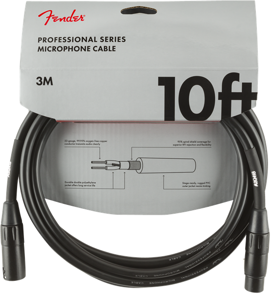 Fender Professional Mic Cable 3m/10ft Black