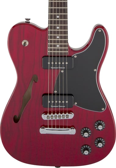 Fender JA-90 Jim Adkins Telecaster Thinline, Crimson Red Transparent