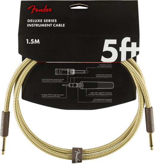 Fender Deluxe Instrument Patch Cable, 1.5m/5ft, Tweed