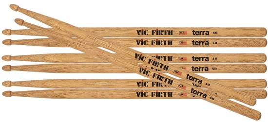 Vic Firth American Classic Terra Series 5B Wood Tip Drumsticks, 4-Pack