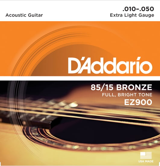 D'Addario EZ900 85/15 Bronze Acoustic, Extra Light, 10-50