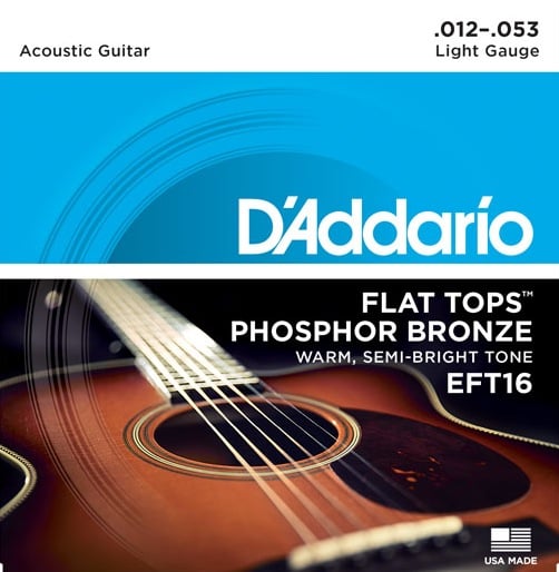 D'Addario EFT16 Flat Tops Phosphor Bronze Acoustic, Light, 12-53