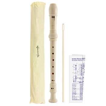 World Rhythm WR-807 Descant Recorder for Beginners with Bag, White