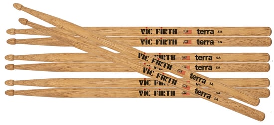 Vic Firth American Classic Terra Series 5A Wood Tip Drumsticks, 4-Pack