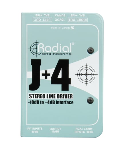 Radial J+4 Stereo Line Driver, -10dB to +4dB Interface