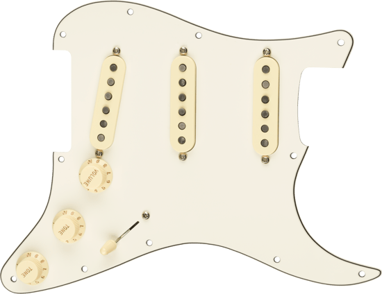 Fender Pre-Wired Strat Pickguard, Custom Shop Custom '69 SSS, Parchment 11 Hole PG