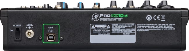 Mackie ProFX10 V3 Mixer, back view