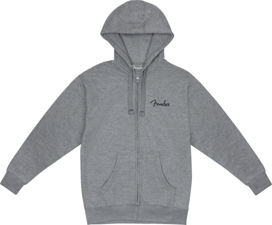 Fender Spaghetti Small Logo Zip Front Hoodie, Athletic Gray, M