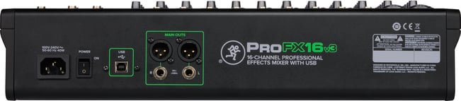 Mackie ProFX16 V3 Mixer, back view