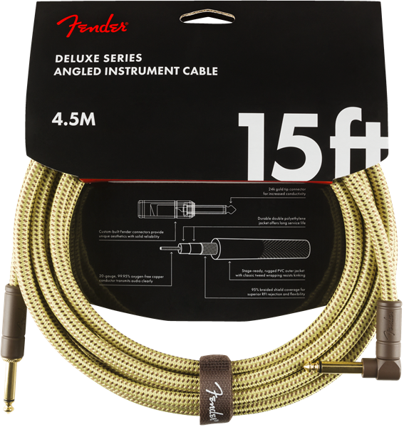 Fender Deluxe Cable Angled 15ft Tweed