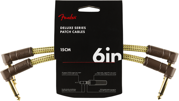 Fender Deluxe Patch Cable 15cm/6in Tweed 2 Pack