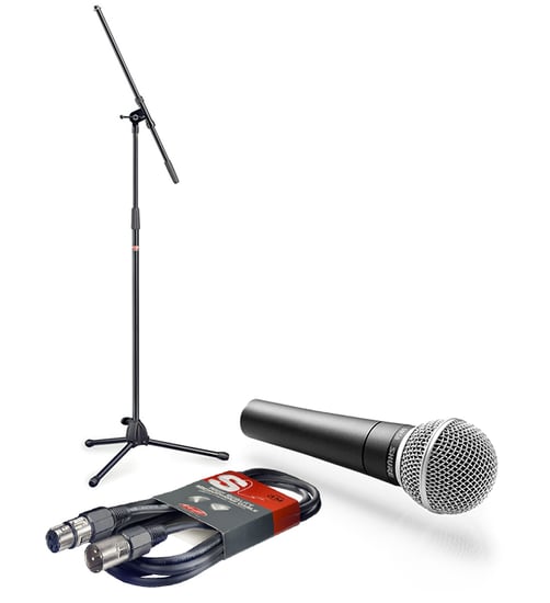 Shure SM58S Dynamic Microphone, Stand and Cable Bundle