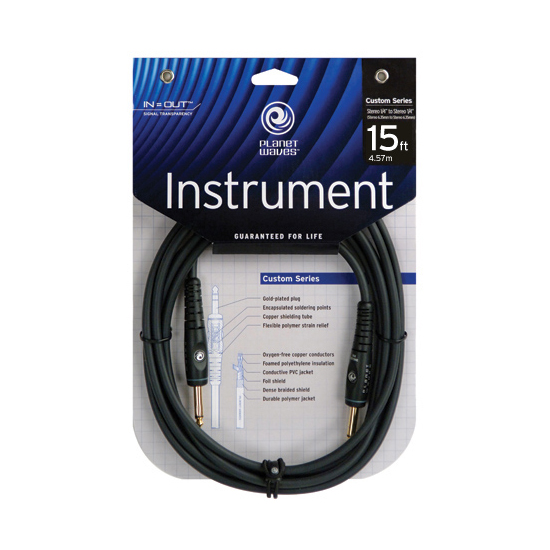 D'Addario PW-G-15 Custom Series Instrument Cable, 4.5m/15ft