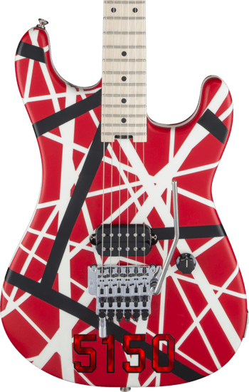 EVH Striped Series 5150, Maple, Red with Black/White Stripes