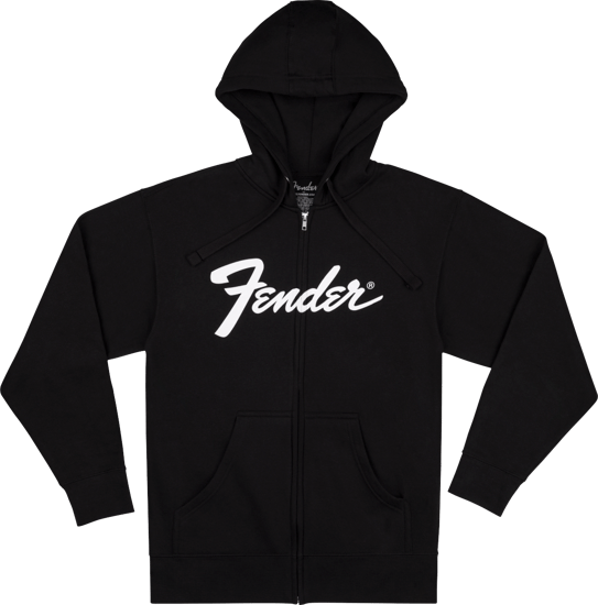 Fender Transition Logo Zip Front Hoodie, Black, M