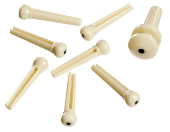 D'Addario PWPS11 Plastic Bridge Pins/End Pin Set, 7 Pack, Ivory with Black Dot