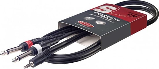 Stagg SYC Stereo Mini Jack to Dual Mono Jack Cable (2m/6ft), SYC2/MPSB2P E