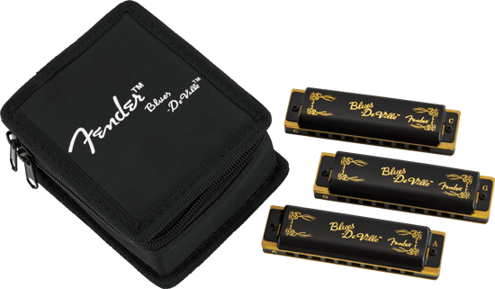 Fender Blues DeVille Harmonica Pack of 3 with Case