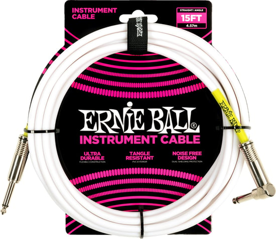 Ernie Ball 6400 Instrument Cable, 15ft/4.6m, White