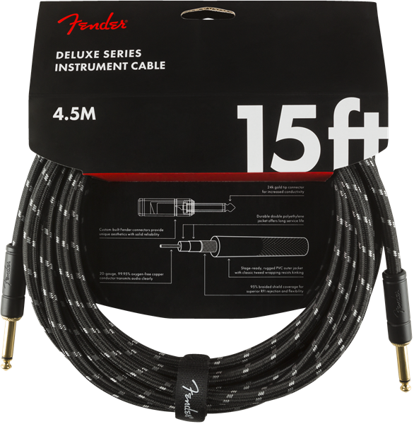 Fender Deluxe Cable 15ft Black Tweed