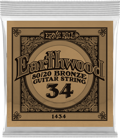 Ernie Ball 1434 Earthwood 80/20 Bronze Acoustic Single String, 34