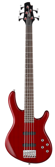Cort Action V Plus 5-String Bass, Trans Red