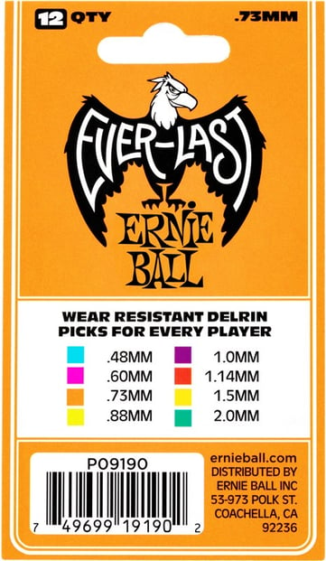 Ernie Ball Everlast .73mm Orange 12 Pack Back