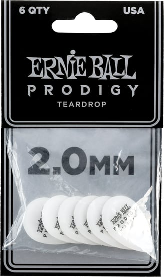 Ernie Ball 9336 Prodigy Teardrop Pick, 2mm, 6 Pack