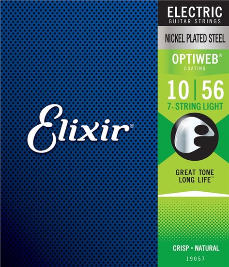 Elixir 19057 Nickel Plated Steel Optiweb Electric, 7-String, Light, 10-56