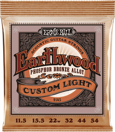 Ernie Ball 2145 Earthwood Phosphor Bronze Acoustic, Custom Light, 11.5-54