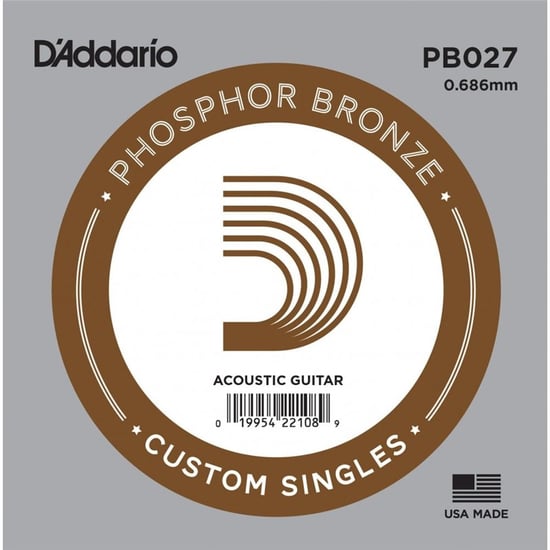 D'Addario PB027 Phosphor Bronze Wound Single String, 27