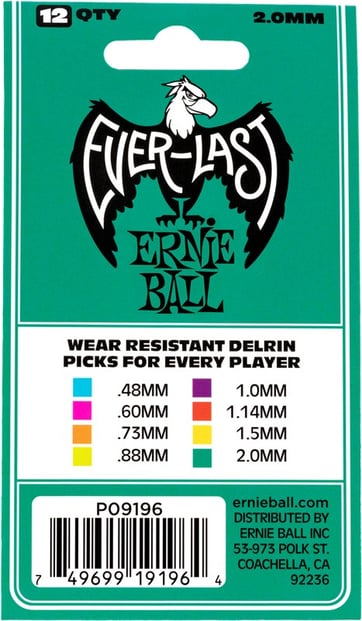 Ernie Ball Everlast 2mm Teal 12 Pack Back