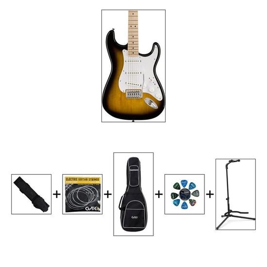 Squier Sonic Stratocaster, 2-Colour Sunburst W/ Gig Bag & Accessory Bundle