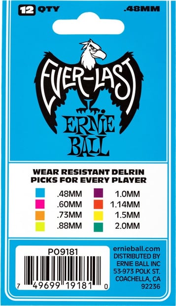 Ernie Ball Everlast .48mm Blue 12 Pack Back