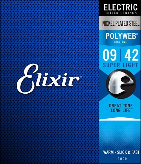 Elixir 12000 Nickel Plated Steel Polyweb Electric, Super Light, 9-42