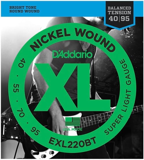D'Addario EXL220BT Nickel Wound Bass, Balanced Tension Super Light, 40-95, Long Scale