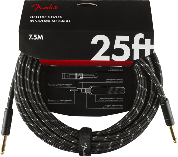 Fender Deluxe Cable 7.6m/25ft Black Tweed