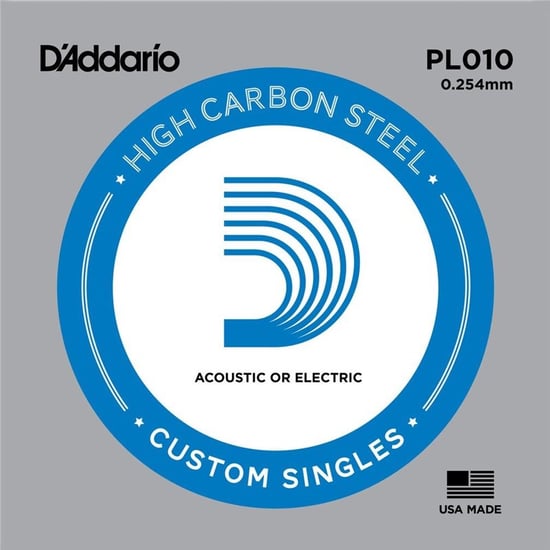 D'Addario PL010 Plain Steel Acoustic/Electric Single String, 10