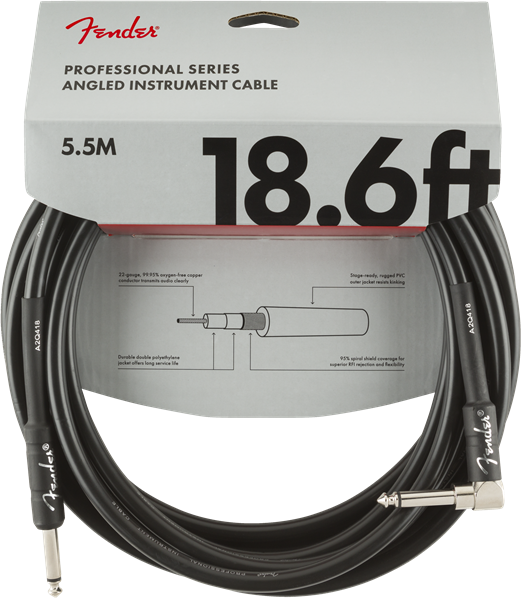 Fender Professional Cable Angled 5.7m Black