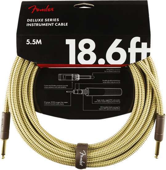 Fender Deluxe Instrument Cable, 5.7m/18.6ft, Tweed