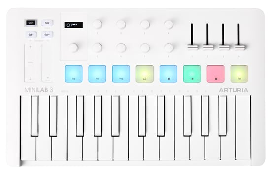 Arturia MiniLab 3 Midi Controller Keyboard, Alpine White