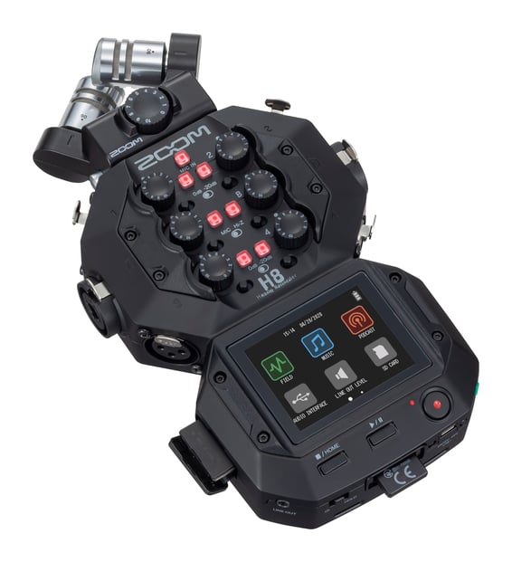 Zoom H8 Handy Portable Recorder, front view slant
